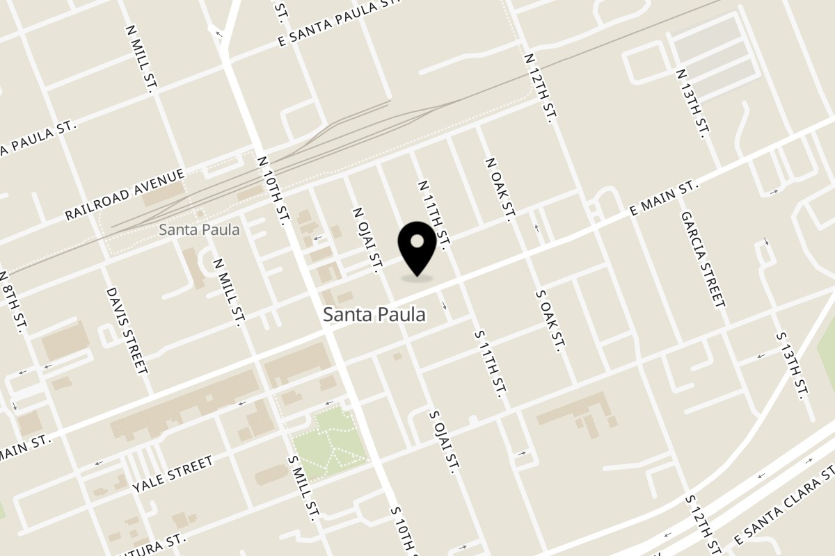 Map showing the location of Cocina 1912 on 1069 E Main St in Santa Paula